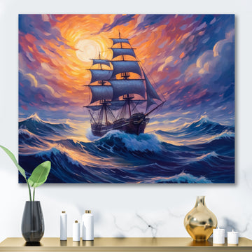 Ship Sailing The High Seas - Boat Canvas Wall Art